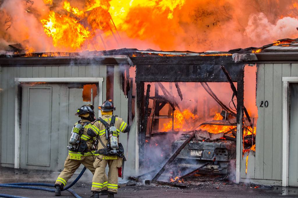 Scotts Valley Firefighters putting out a structure fire